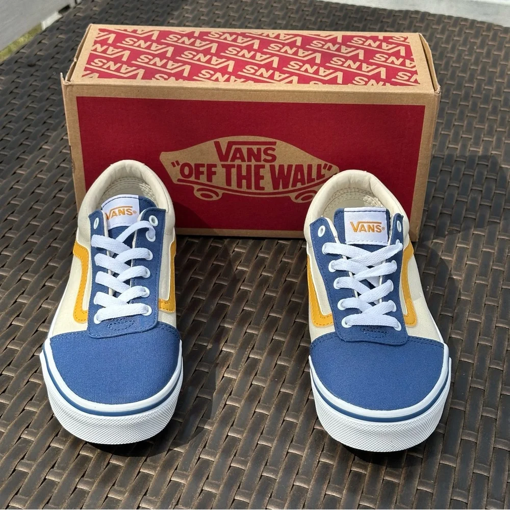 Vans Blue, Cream & Yellow Kids' Low Top Sneakers